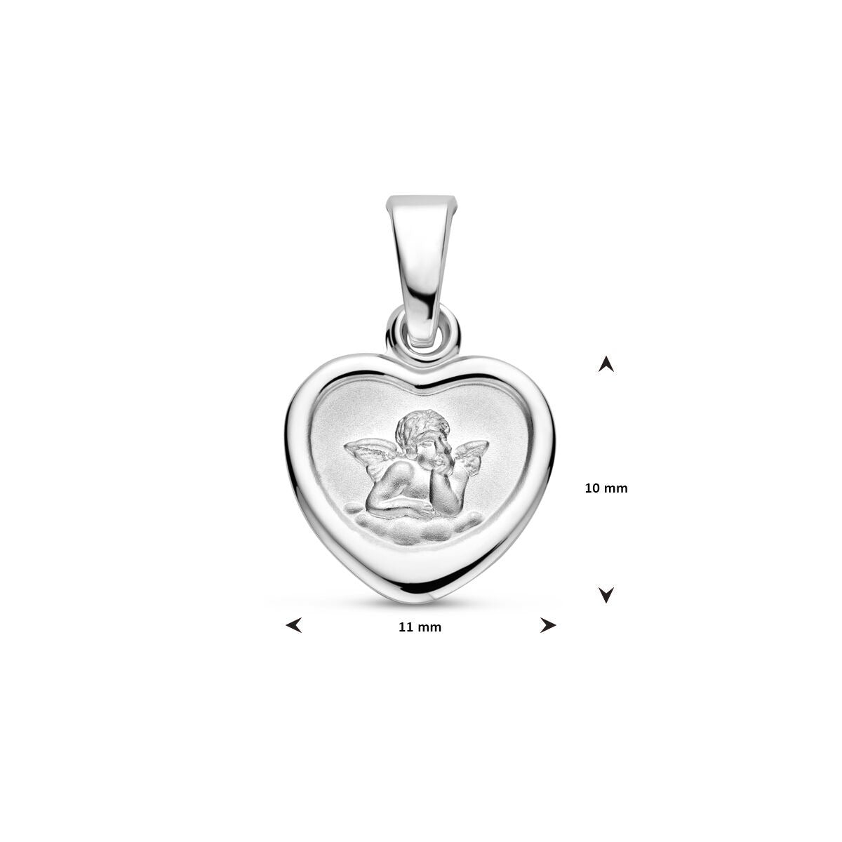 Pendentif en forme de cœur en argent rhodié 925 avec finition poli/mat