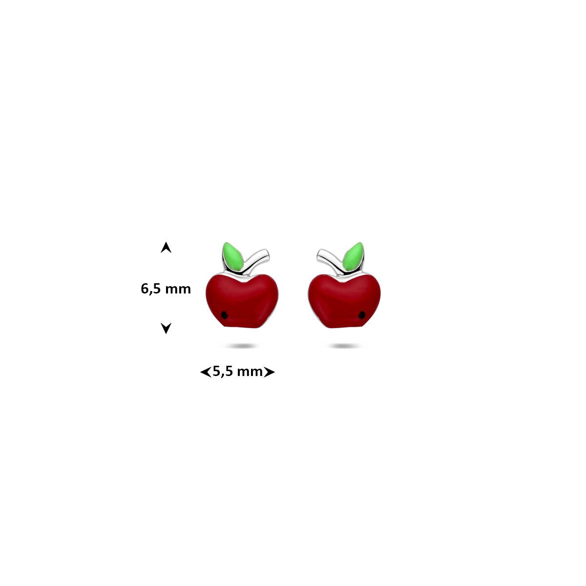Puces d'oreilles pour enfant en argent 925 rhodié pomme