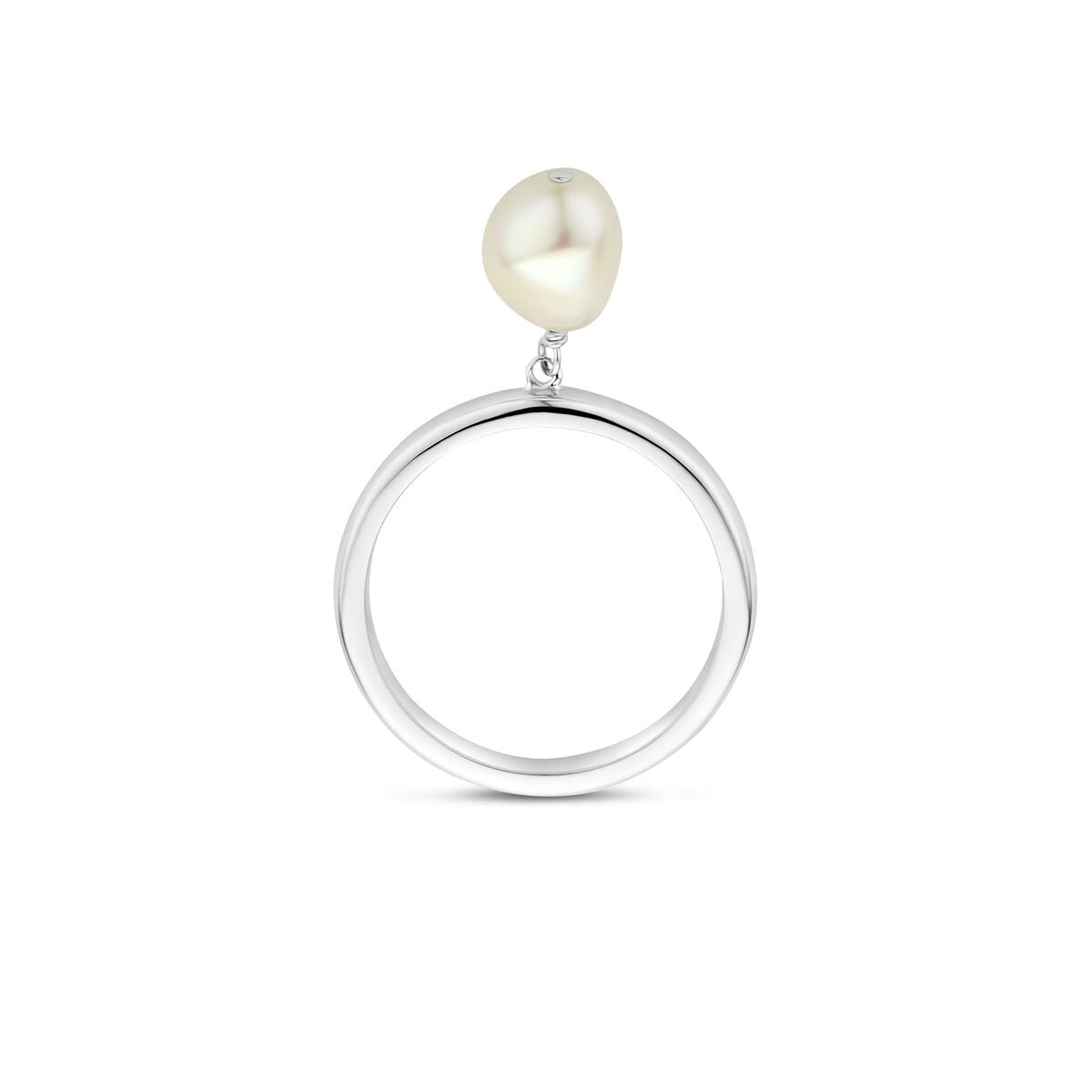 Bague en argent 925 rhodié avec perle