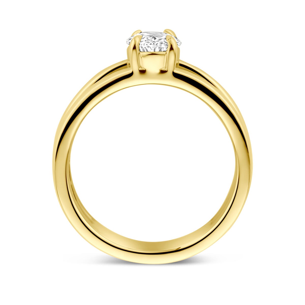 Bague pour femme en or jaune 14k avec diamant lab grown ovale de 1.00ct