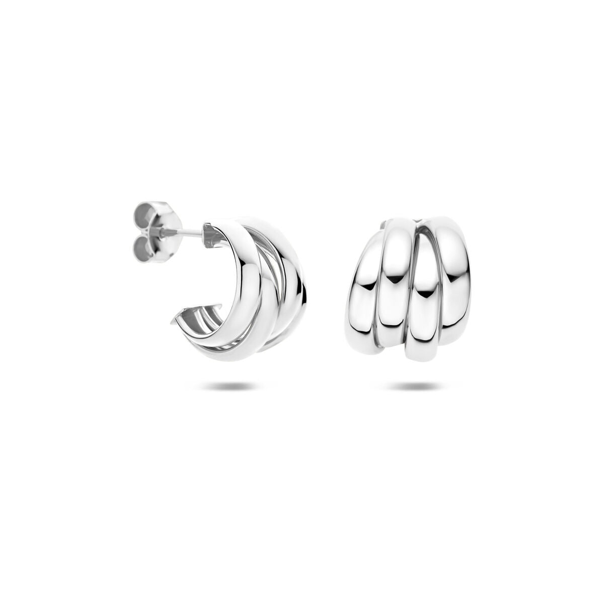 Boucles d'oreilles puces rhodiées en argent 925 15 x 12.5 mm