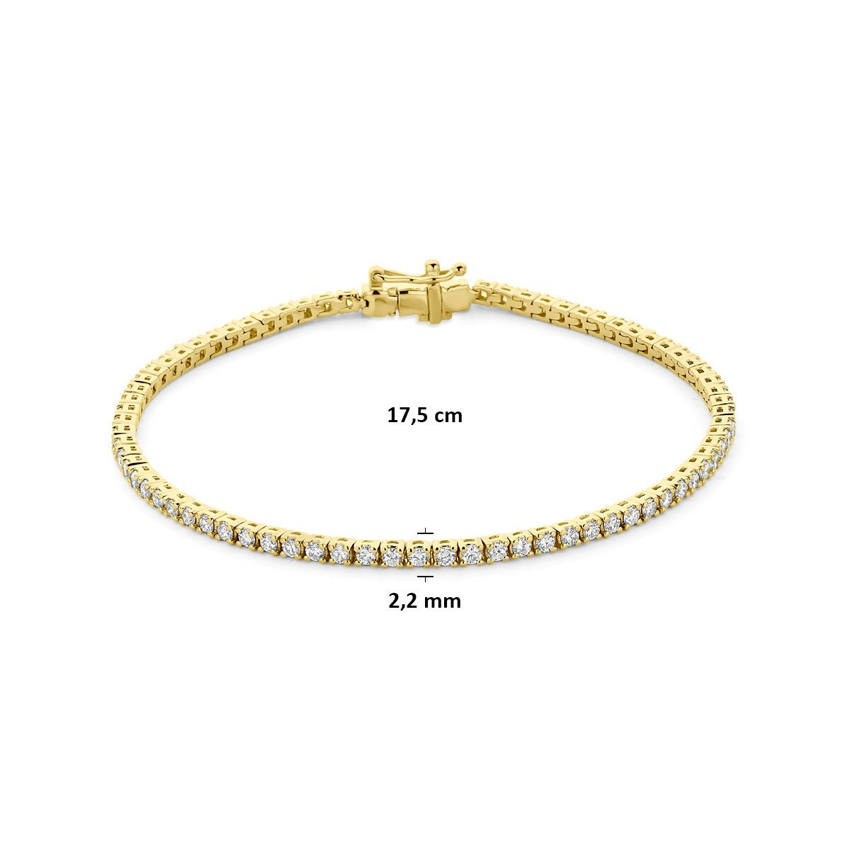 Bracelet en argent 925 plaqué or avec diamant cultivé en laboratoire
