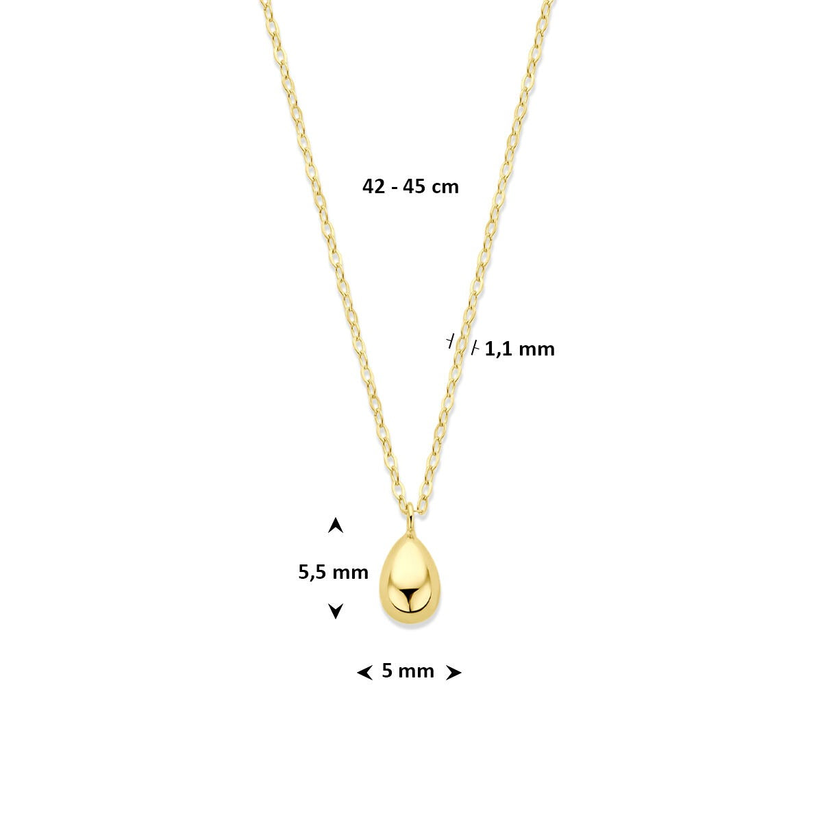 Collier en or jaune 9k avec goutte