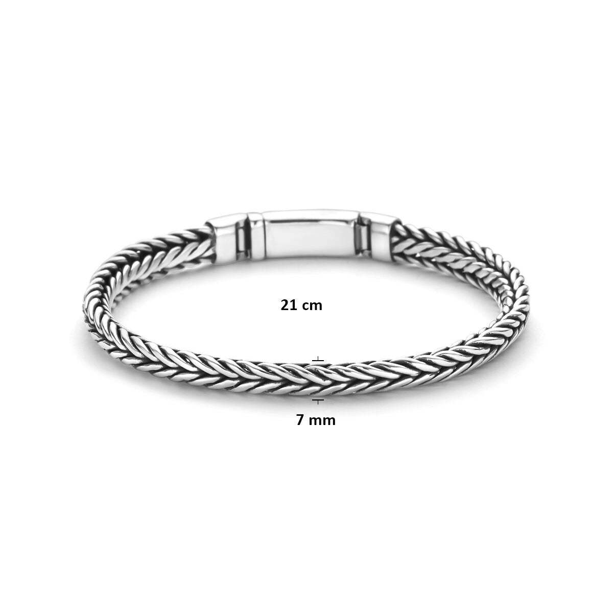 Bracelet en argent oxydé en queue de renard 925 – pour homme