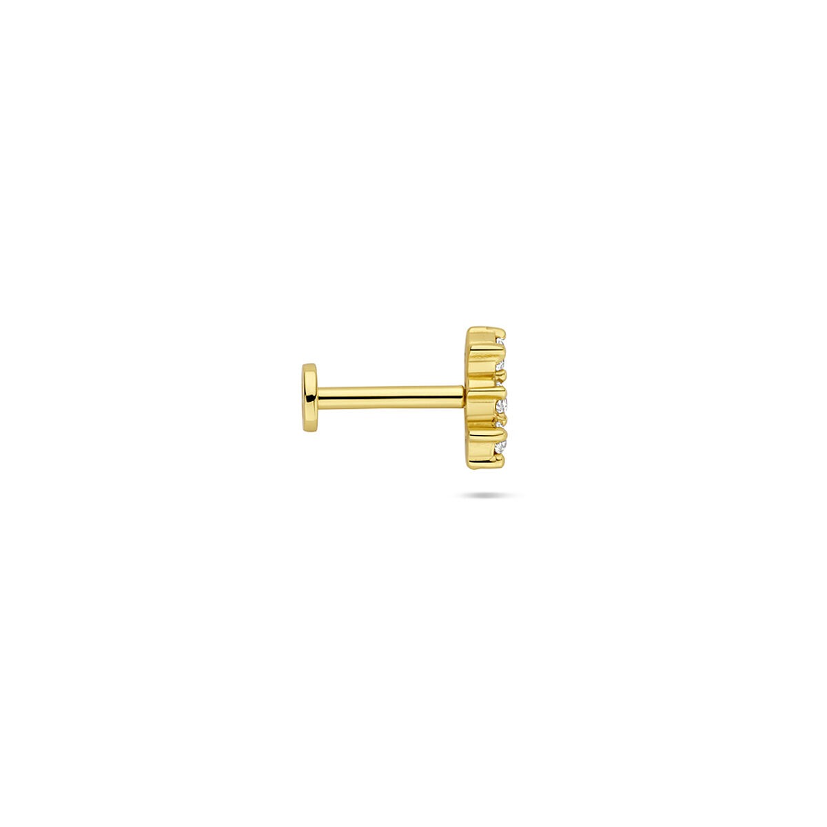 Piercing plaqué or 925 argent plat avec rangée de zircones