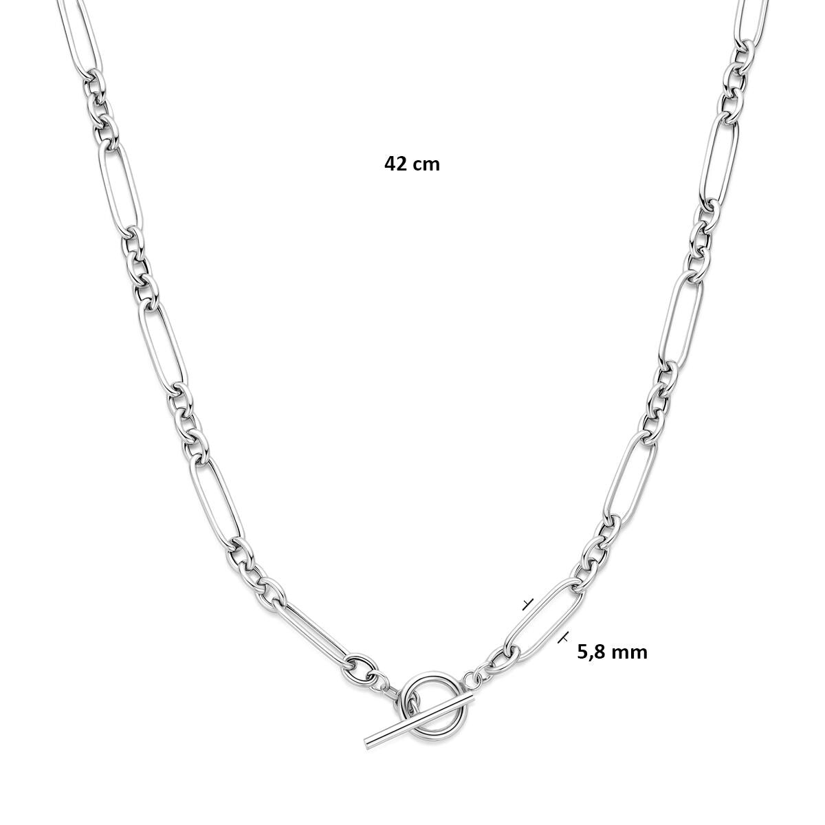Collier en argent rhodié à mailles ancre