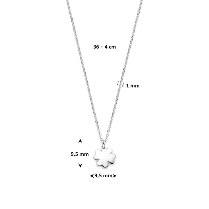 Gerhodineerd 925 zilveren ketting met klaver