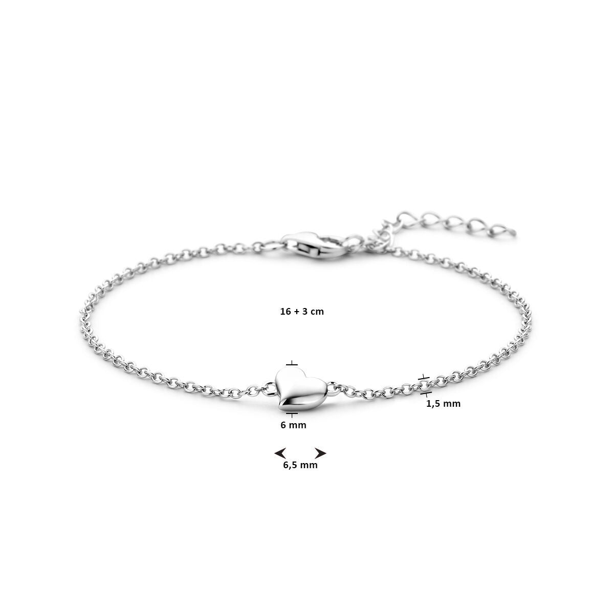 Bracelet en argent avec cœur – rhodié argent 925