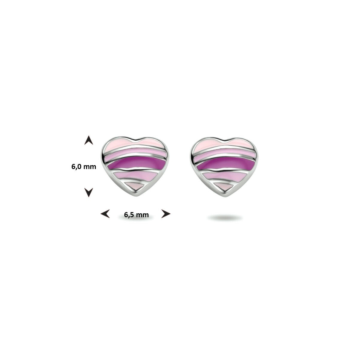 Puces d'oreilles en Argent Rhodié en Forme de Cœur