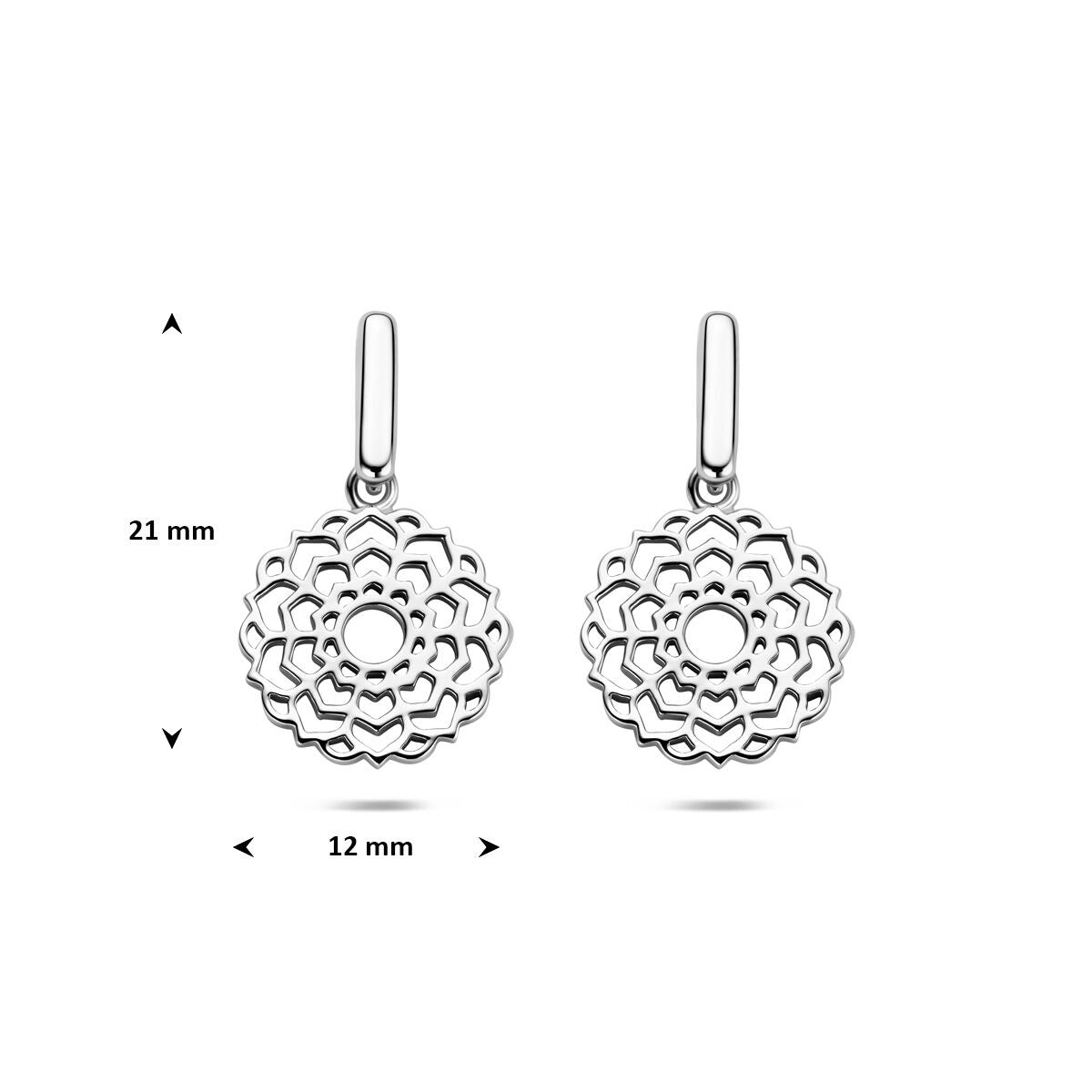 Boucles d'oreilles en argent rhodié fleur