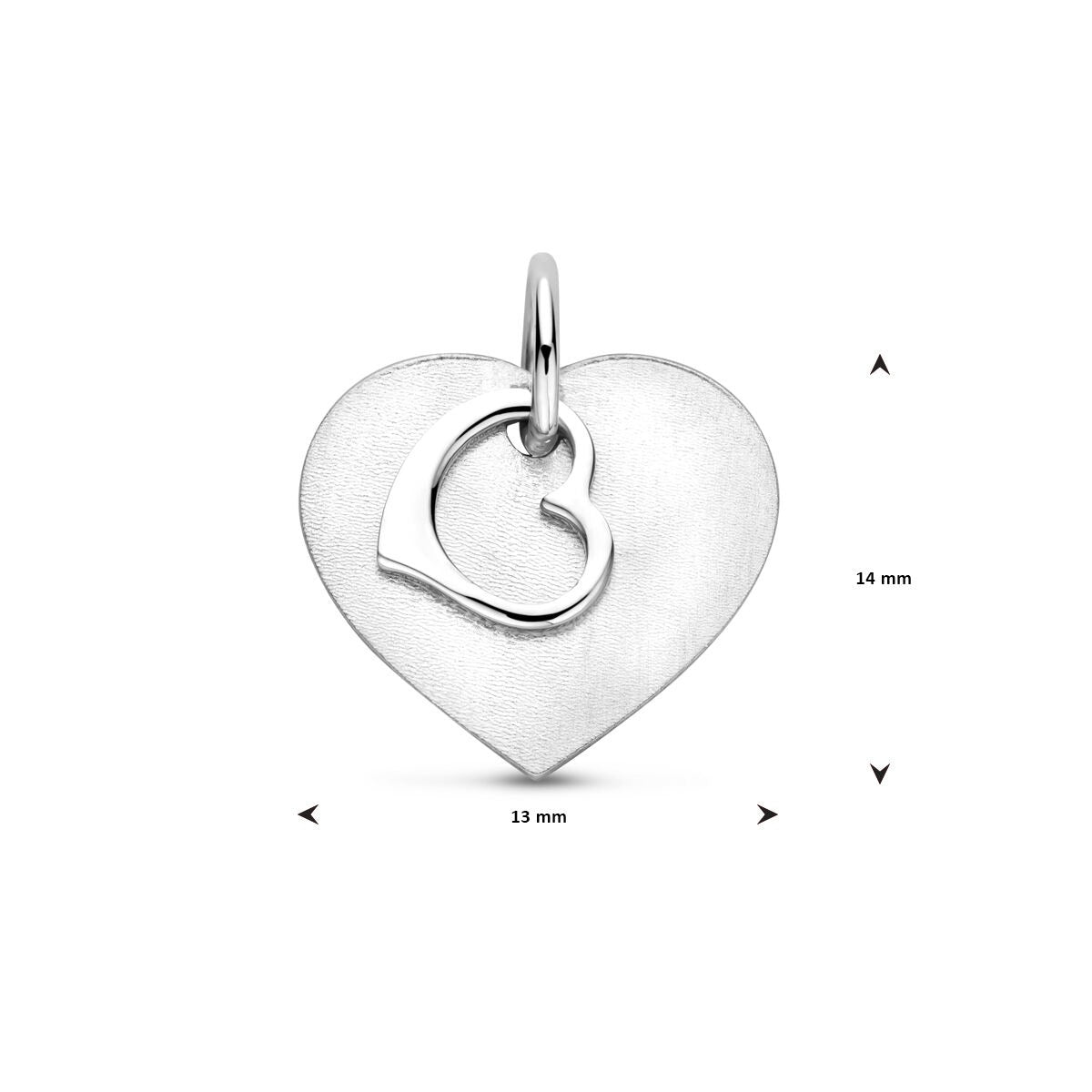Pendentif en forme de cœur en argent – rhodié 925 argent, mat et poli