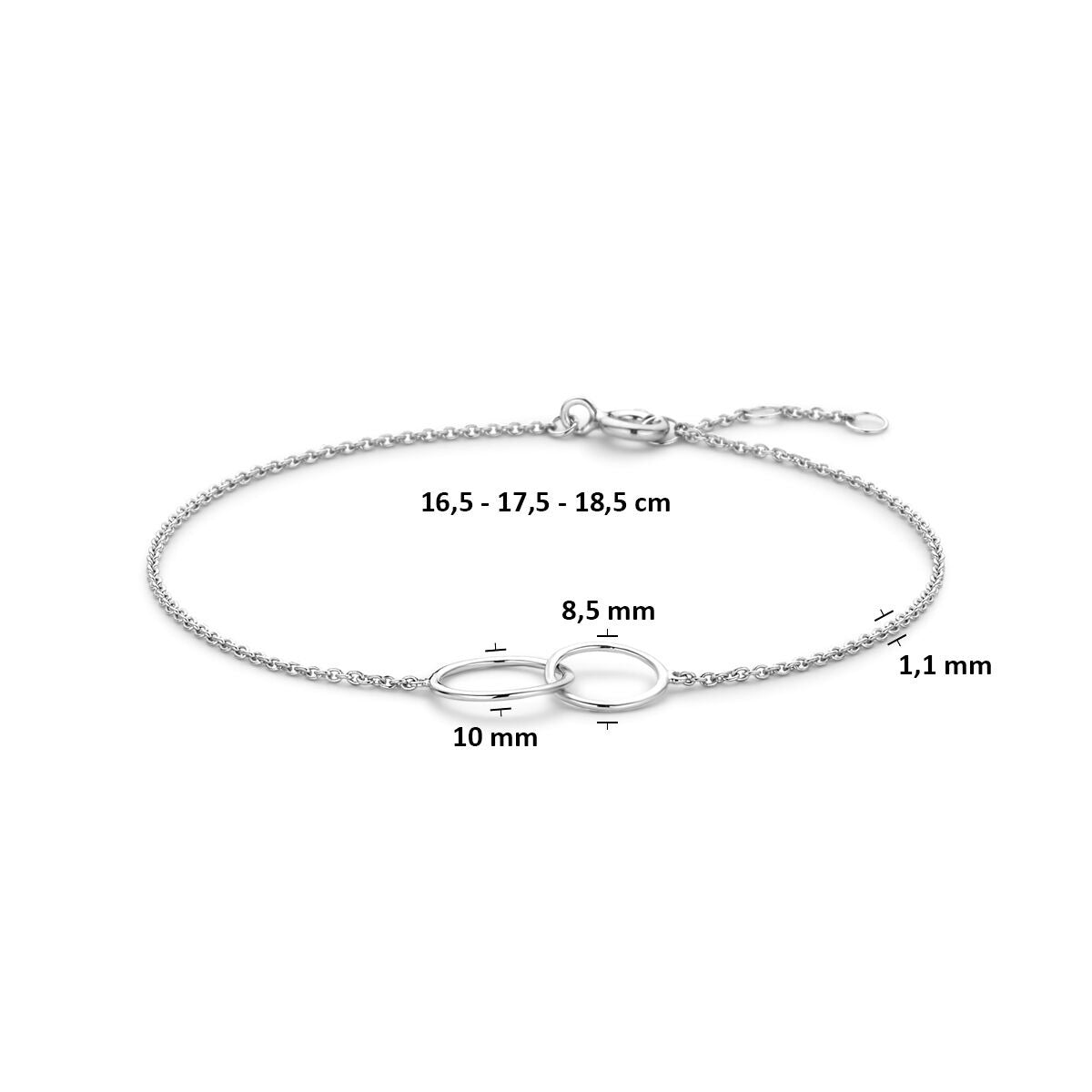 Bracelet rhodié en argent 925 avec pendentif rond