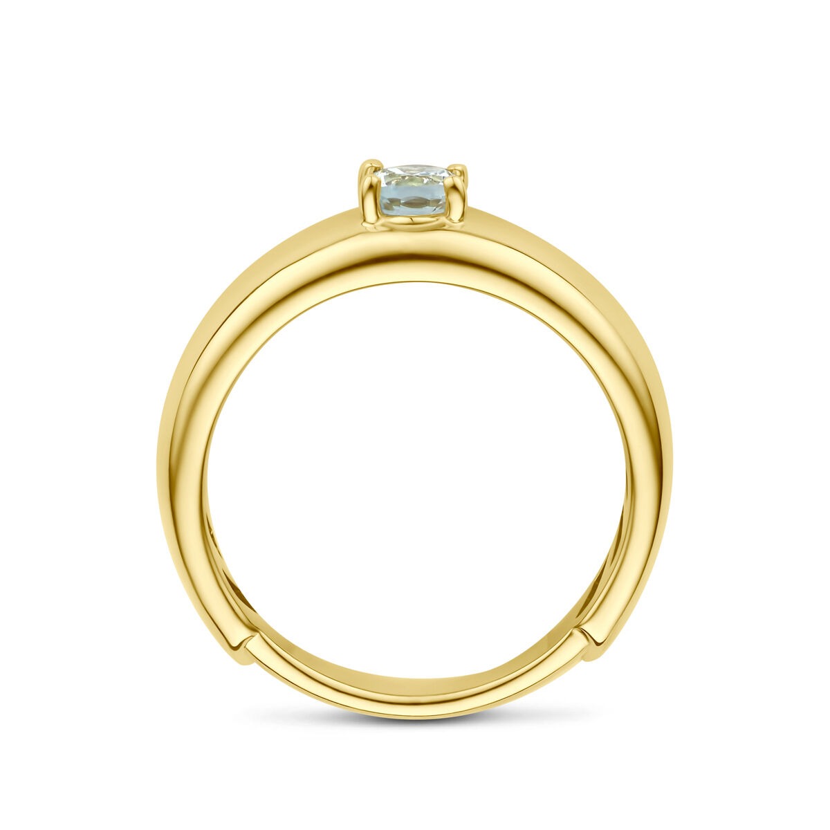 bague en or jaune 14k avec aquamarine