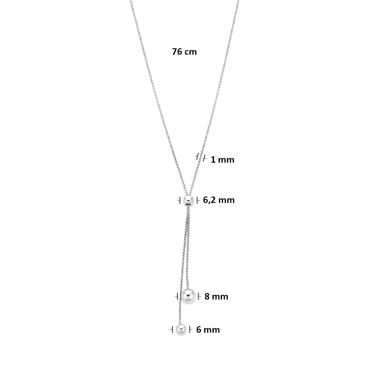 Collier y en argent 925 rhodié avec billes