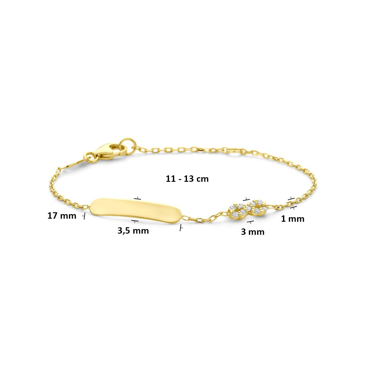 Bracelet en or 14k gravé avec Infinity et zircone – Bracelet pour enfant