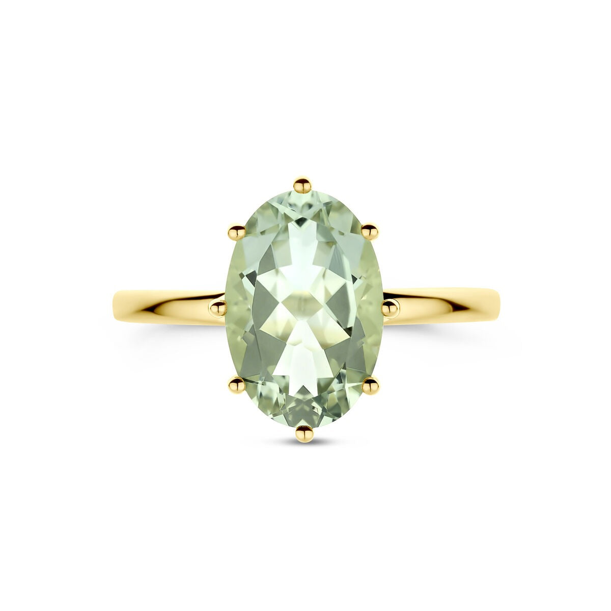 bague en or jaune 14k avec améthyste verte