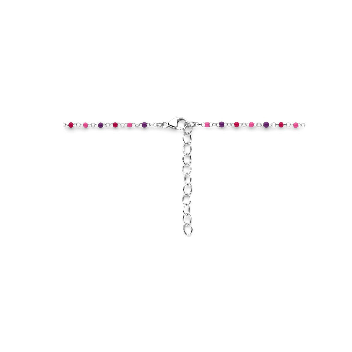 Collier pour enfant en argent rhodié avec des billes émaillées – 36-40cm