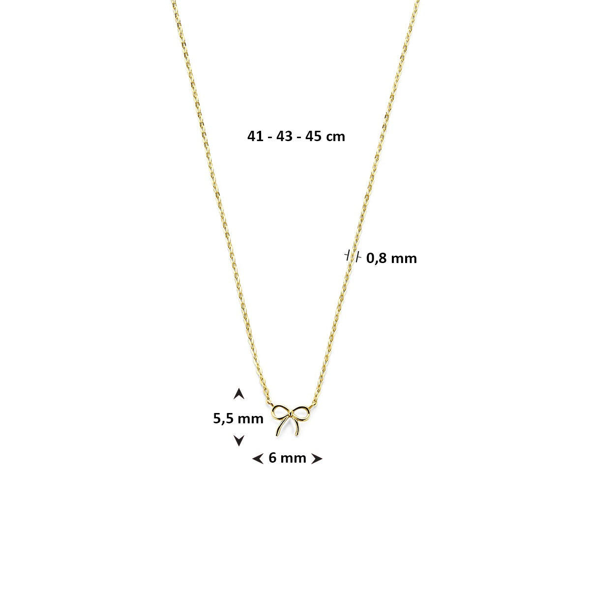 Collier pour femme en or jaune 14k avec nœud