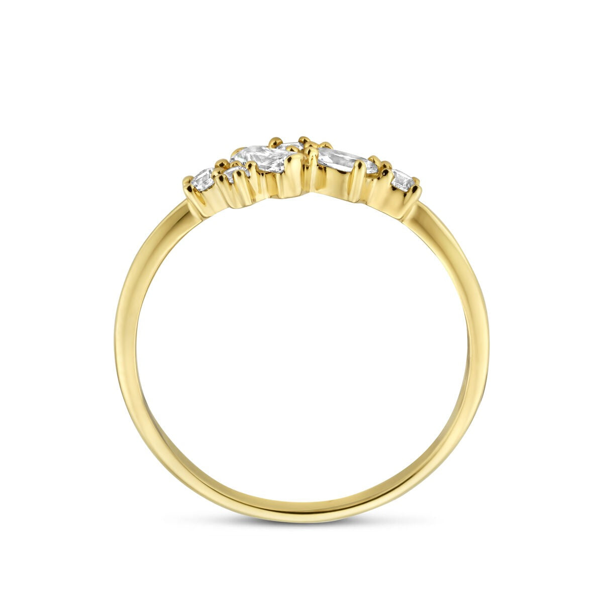 Bague pour femme en or jaune 14k avec zircone en sertissage entourage