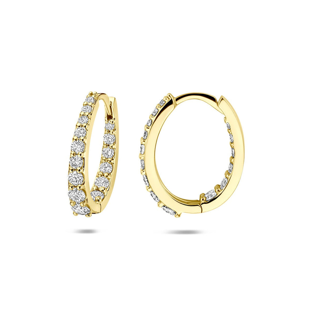 14k Geelgouden klapoorringen met lab grown diamant 0,95 ct