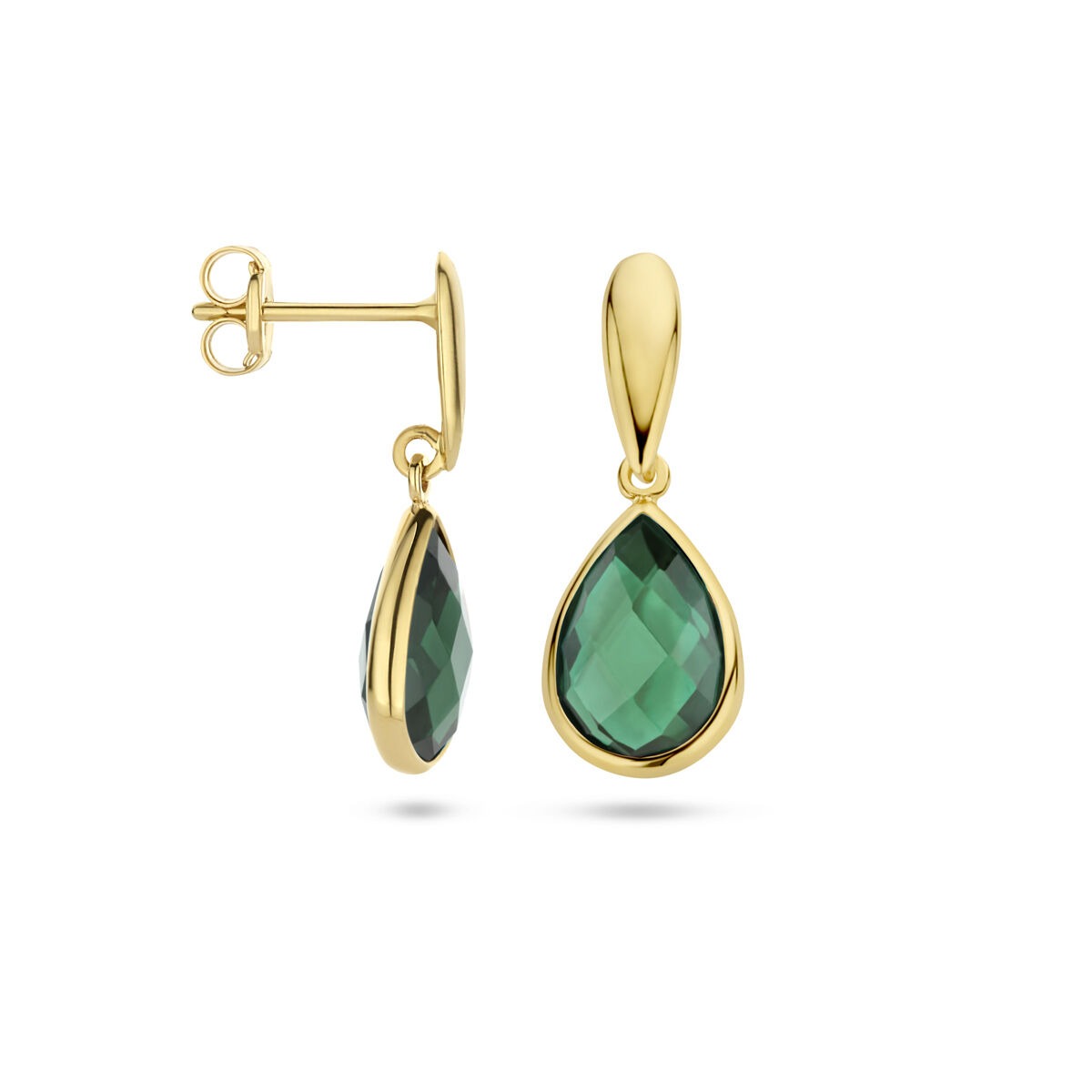 Boucles d'oreilles en or jaune 9k avec agate verte
