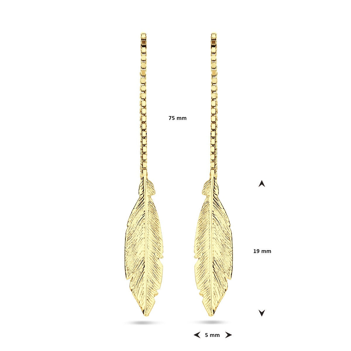 Boucles d'oreilles à tirage doré – rhodié 925