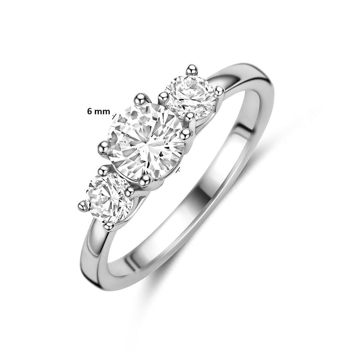 Gerhodineerde 925 zilveren ring met zirkonia
