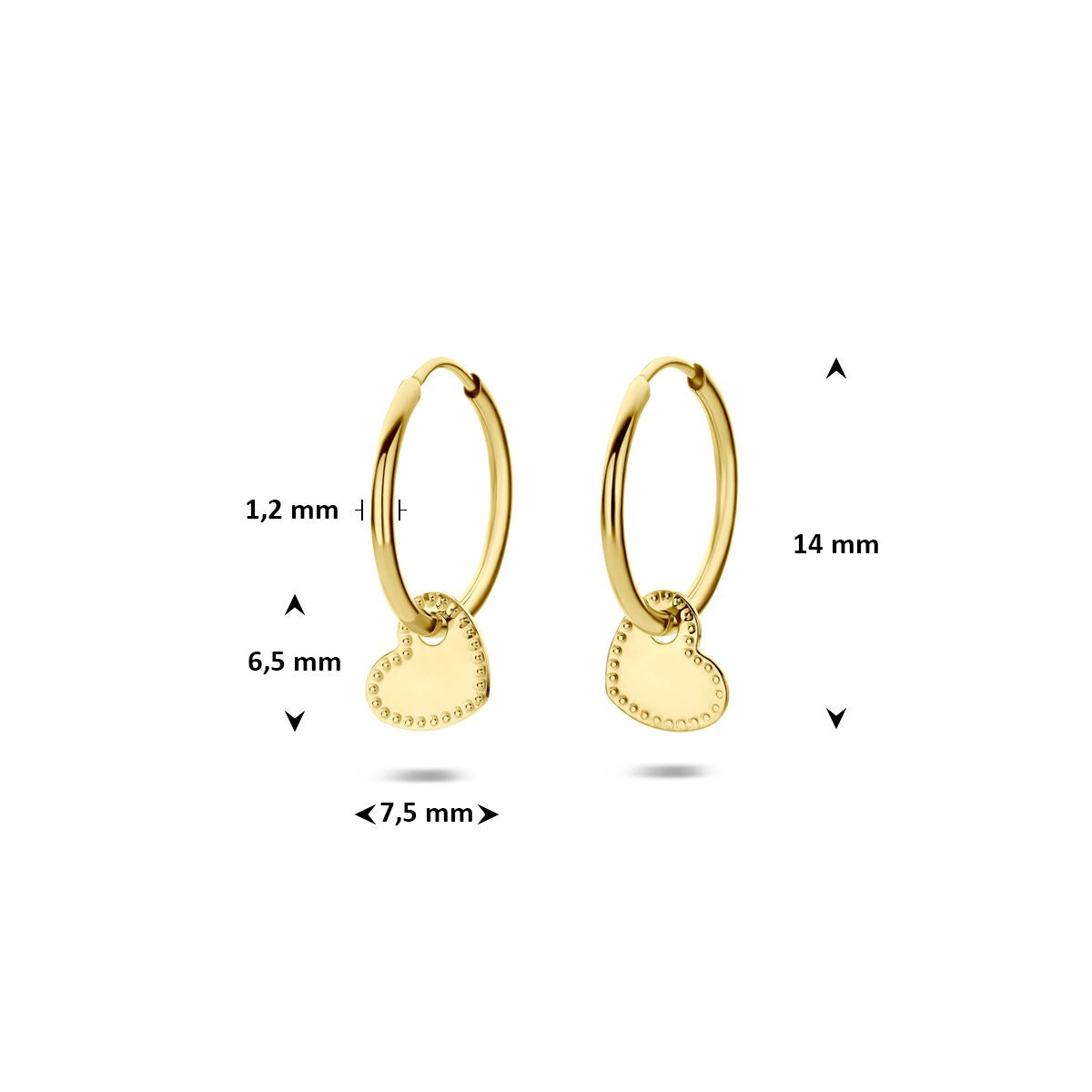 Créoles en or jaune 14k avec cœur
