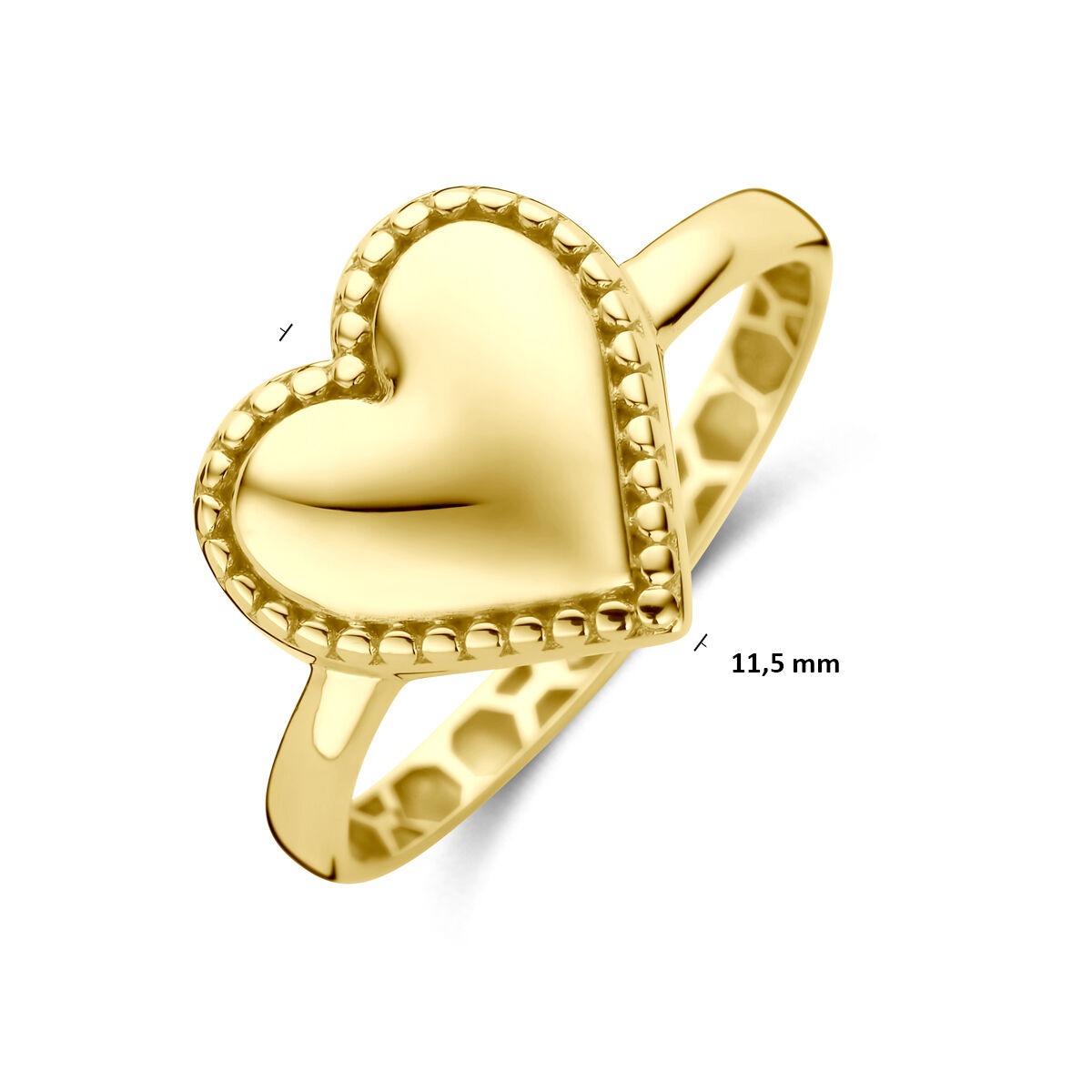 bague en or jaune 14k avec cœur