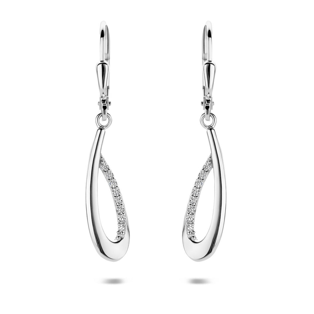 Gerhodineerd 925 zilveren oorhangers met zirkonia