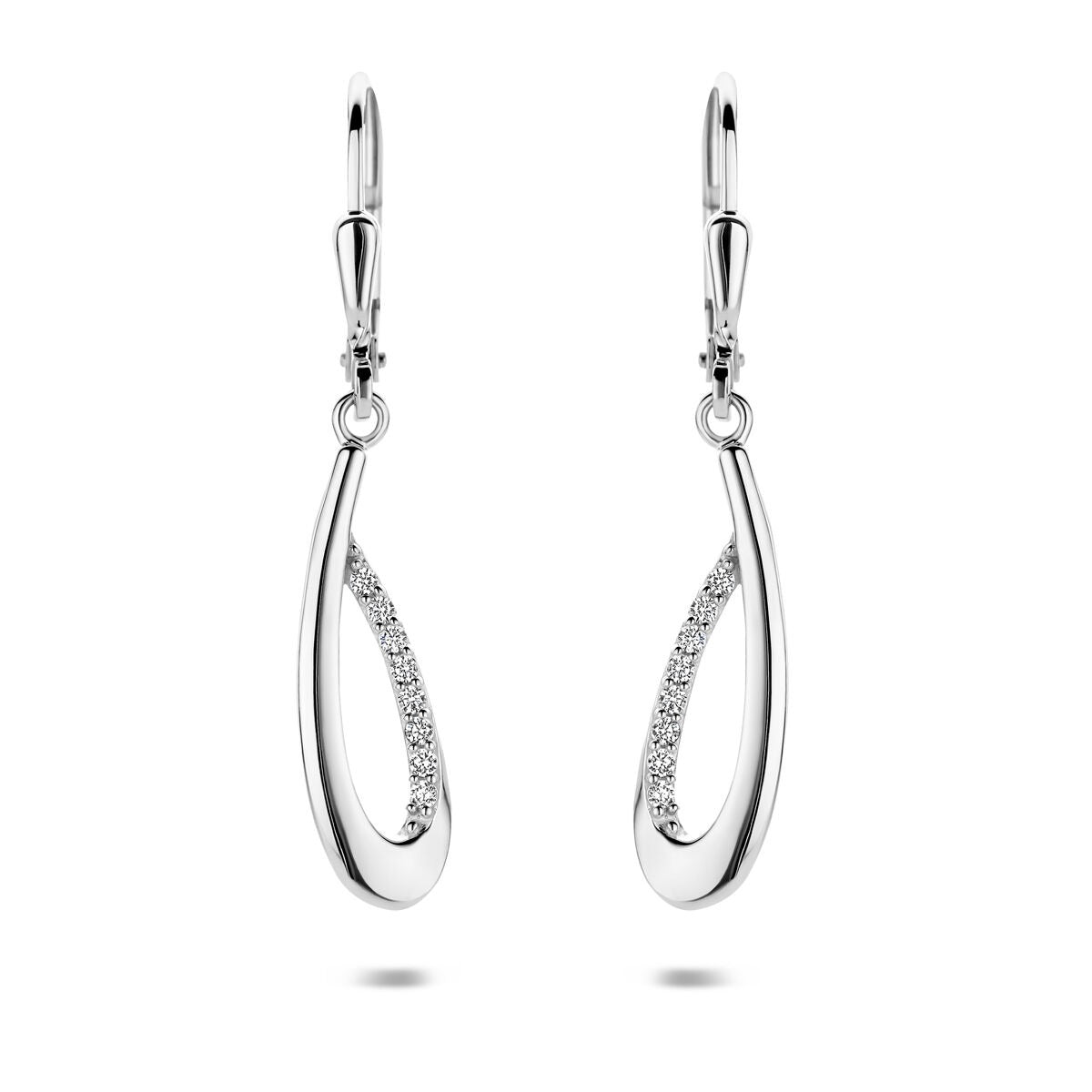 Gerhodineerd 925 zilveren oorhangers met zirkonia