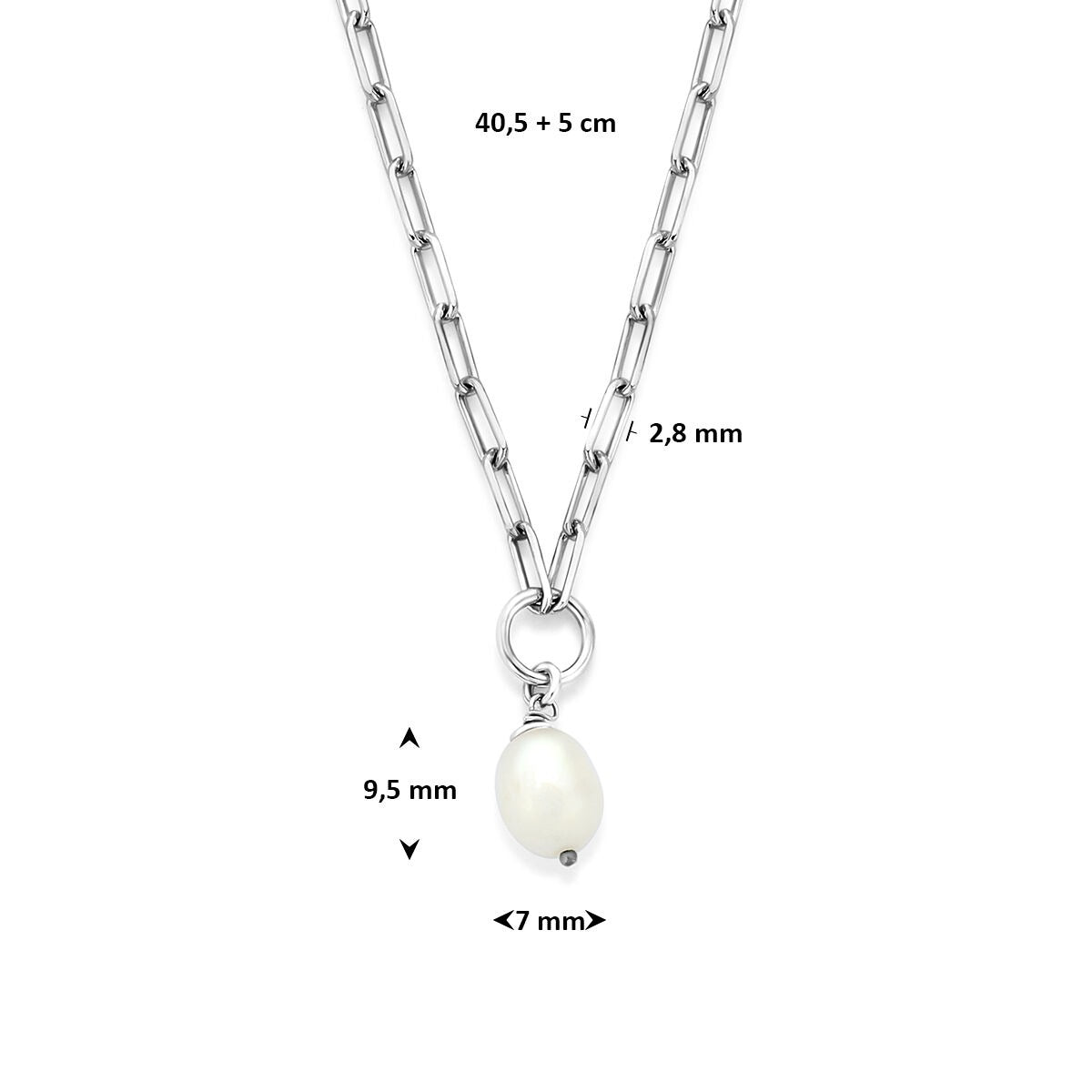 Collier en argent 925 rhodié avec perle d'eau douce