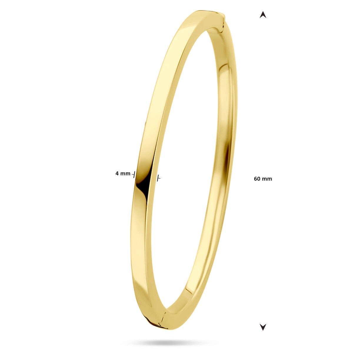 bangle en or jaune 14k – 4 mm de large, avec fermoir à charnière