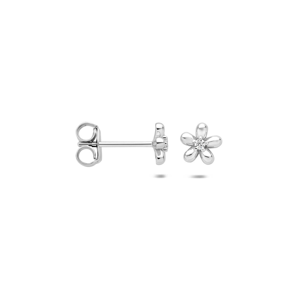 Puces d'oreilles en argent 925 fleur avec zircone