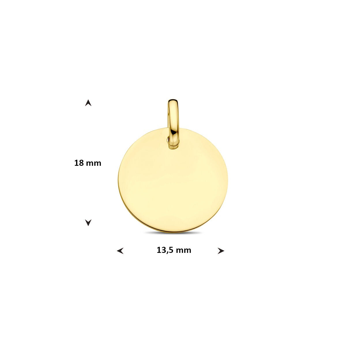Pendentif rond en or jaune 9k – 18 mm