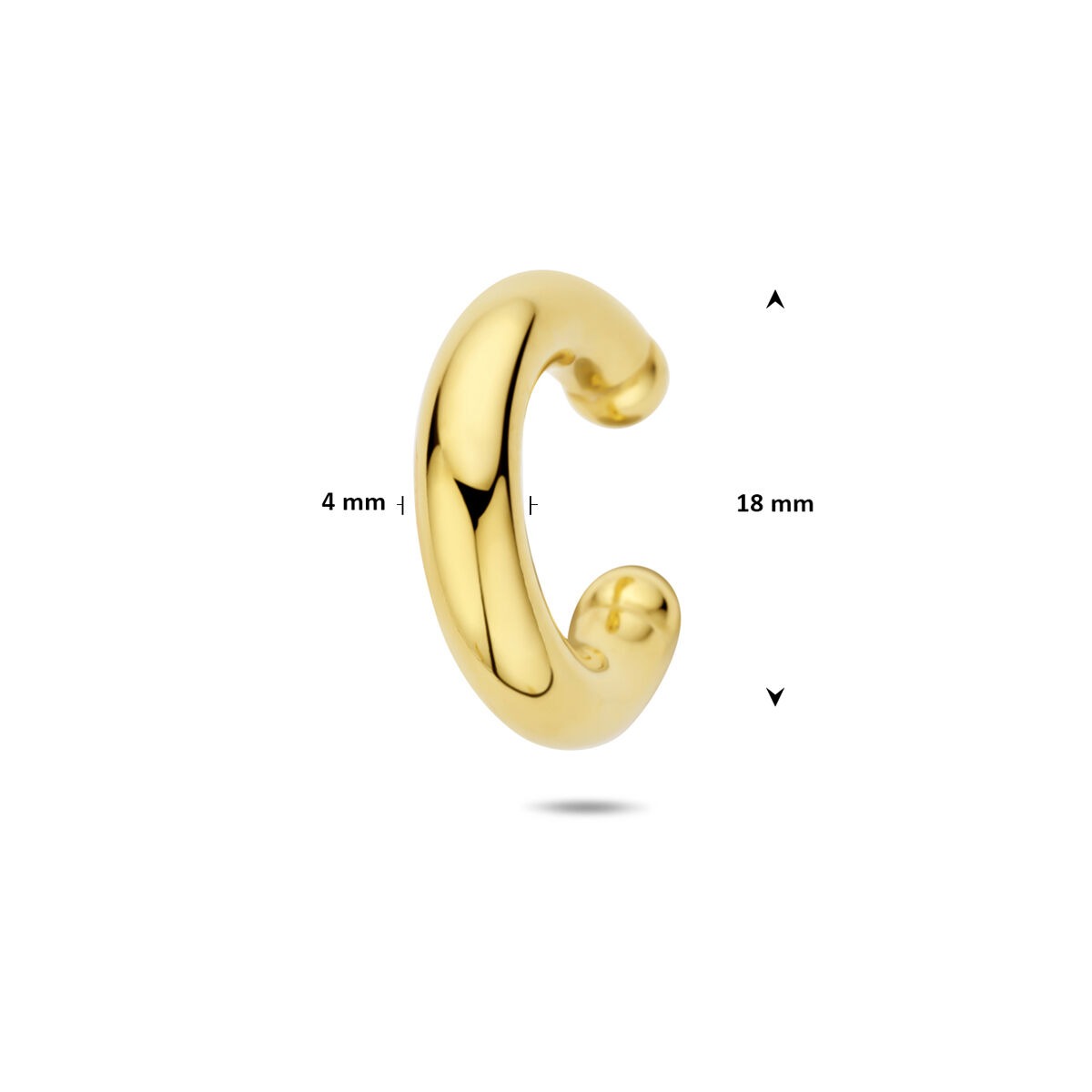 Ear cuff plaqué or 925 argent 18 x 4 mm