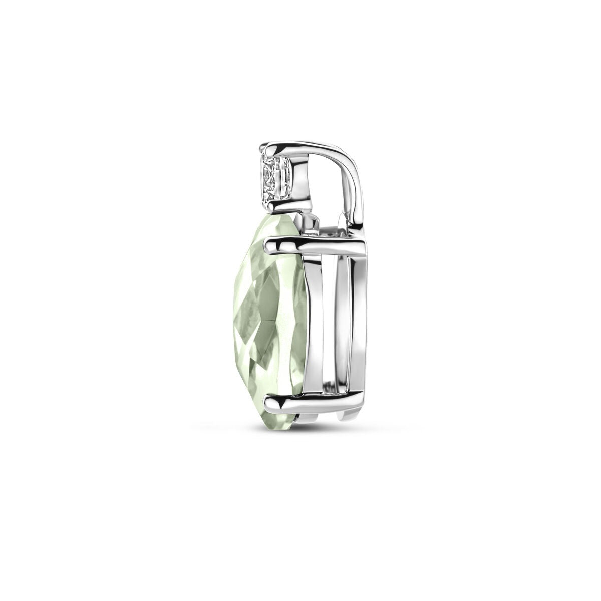 Pendentif en argent avec améthyste verte et zircone – rhodié argent 925, 13 x 8 mm