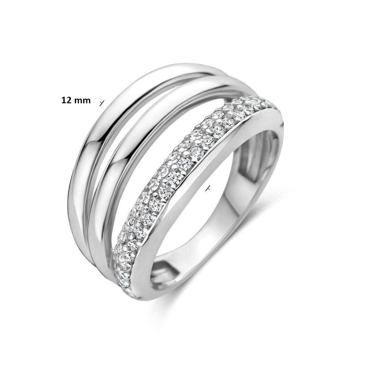 Bague en argent rhodié avec pavé de zircones 925