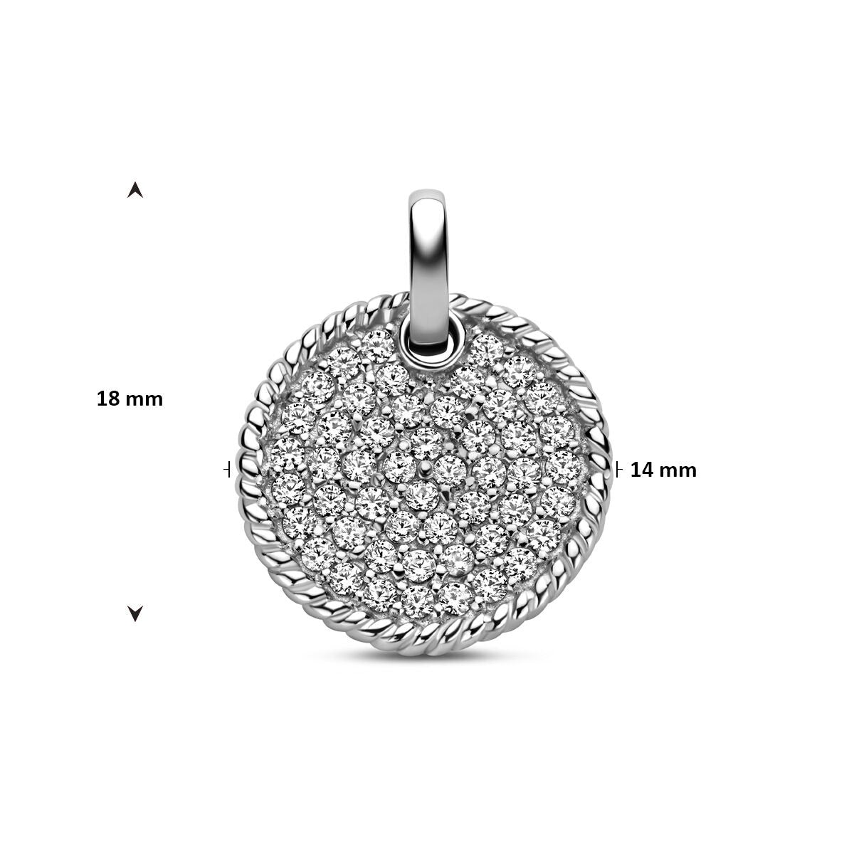 Pendentif en argent avec zircone – pendentif rhodié pour femme avec sertissage pavé scintillant