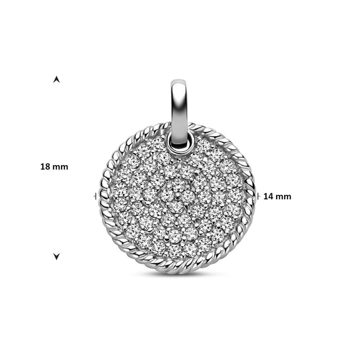 Zilveren hanger met zirkonia – gerhodineerde dameshanger met fonkelende pavé zetting