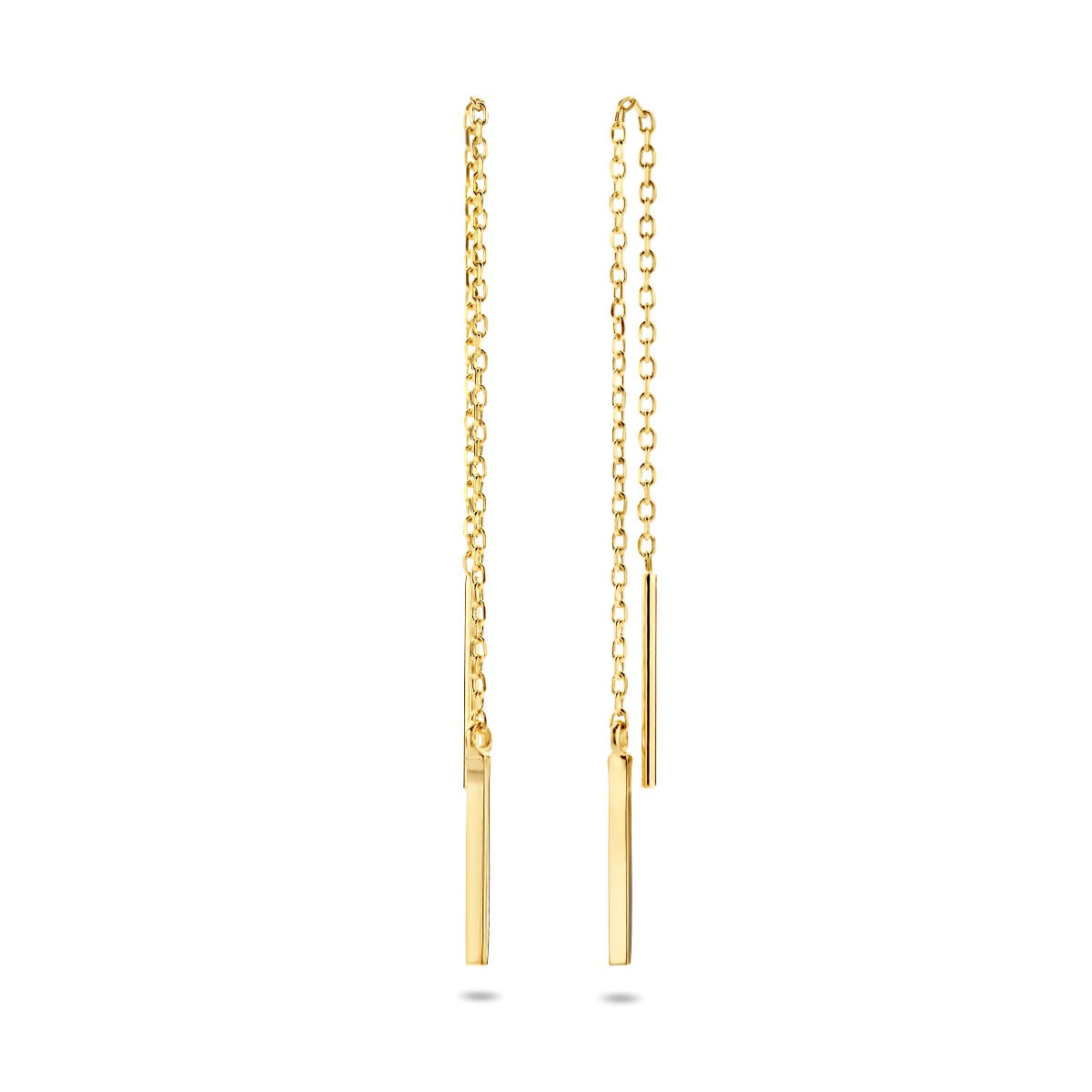 Boucles d'oreilles à tirage en or jaune 9k avec barre.