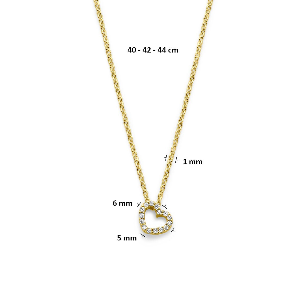 Collier en or jaune 14k avec cœur et diamant