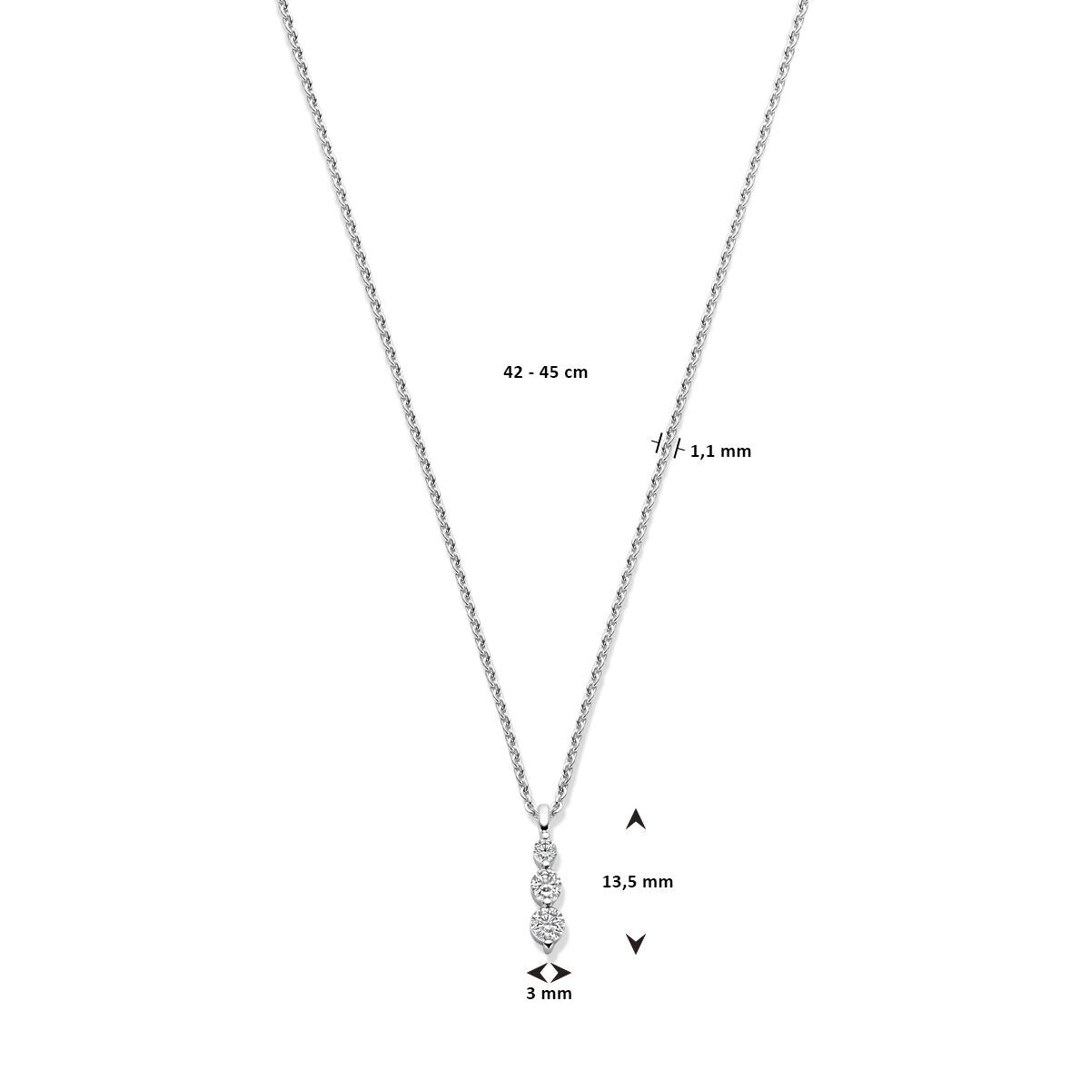 Collier en argent avec zircone – argent rhodié 925, 42-45 cm
