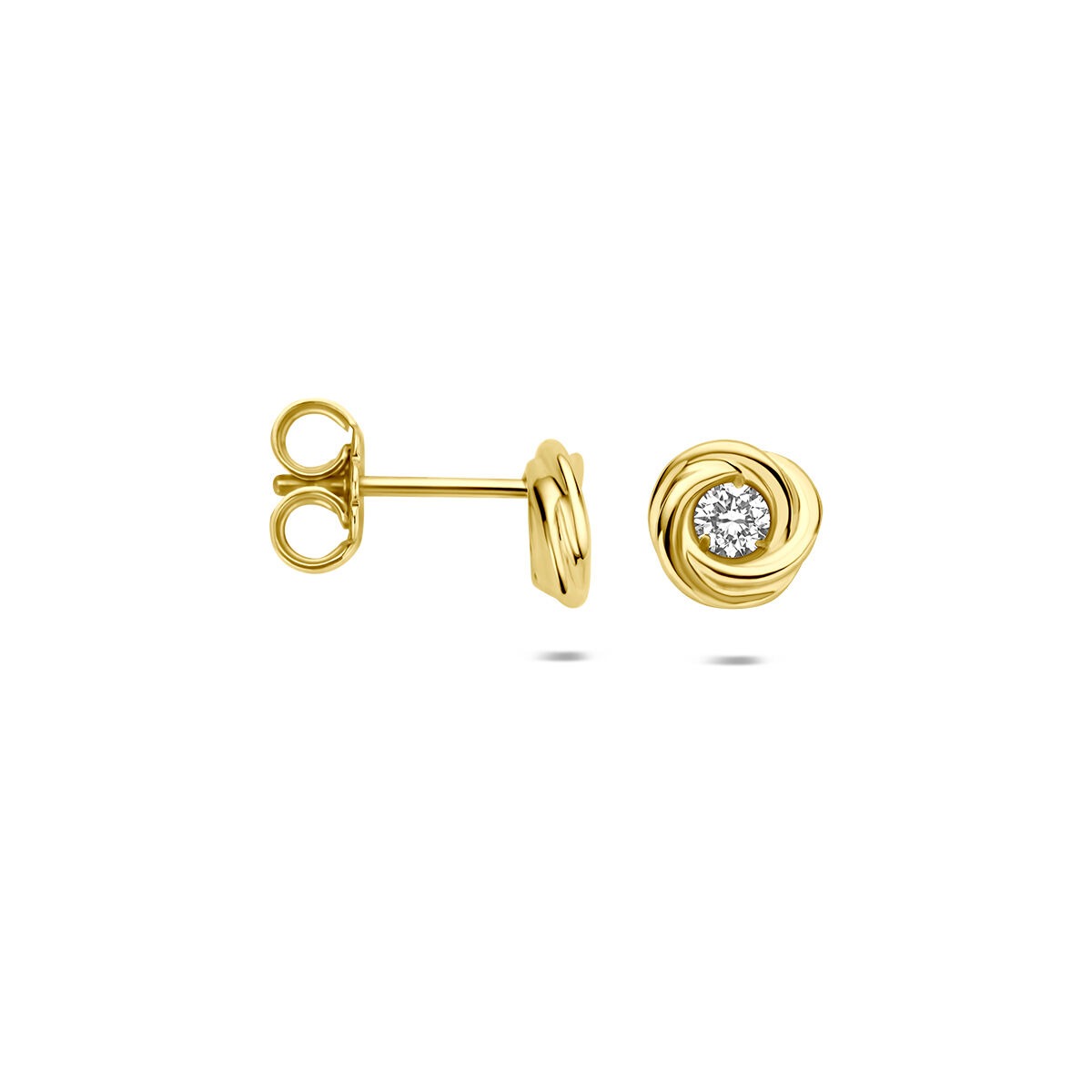 Puces d'oreilles en or jaune 14k avec diamant cultivé en laboratoire