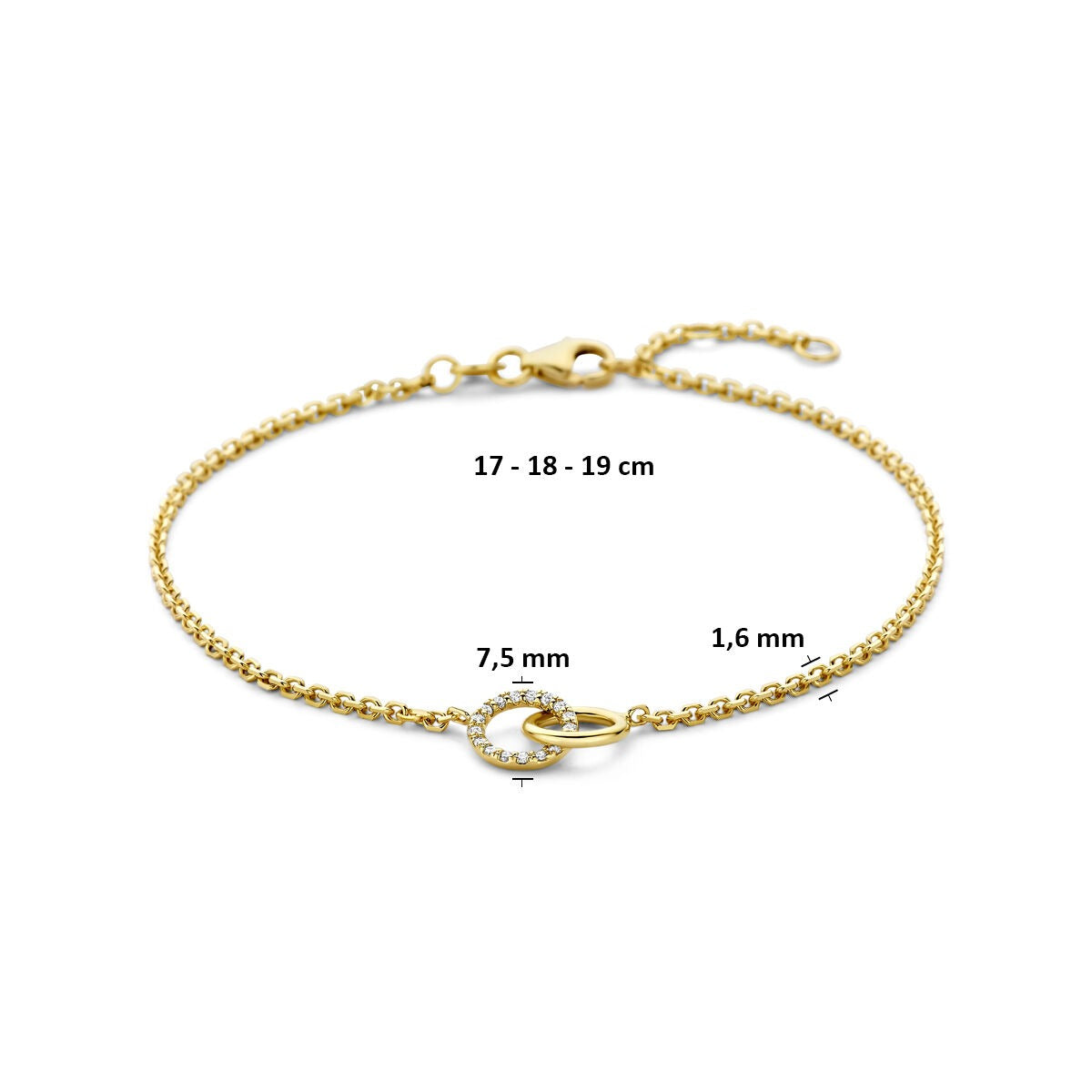 Bracelet en or jaune 14k avec diamant synthétique 0.09ct
