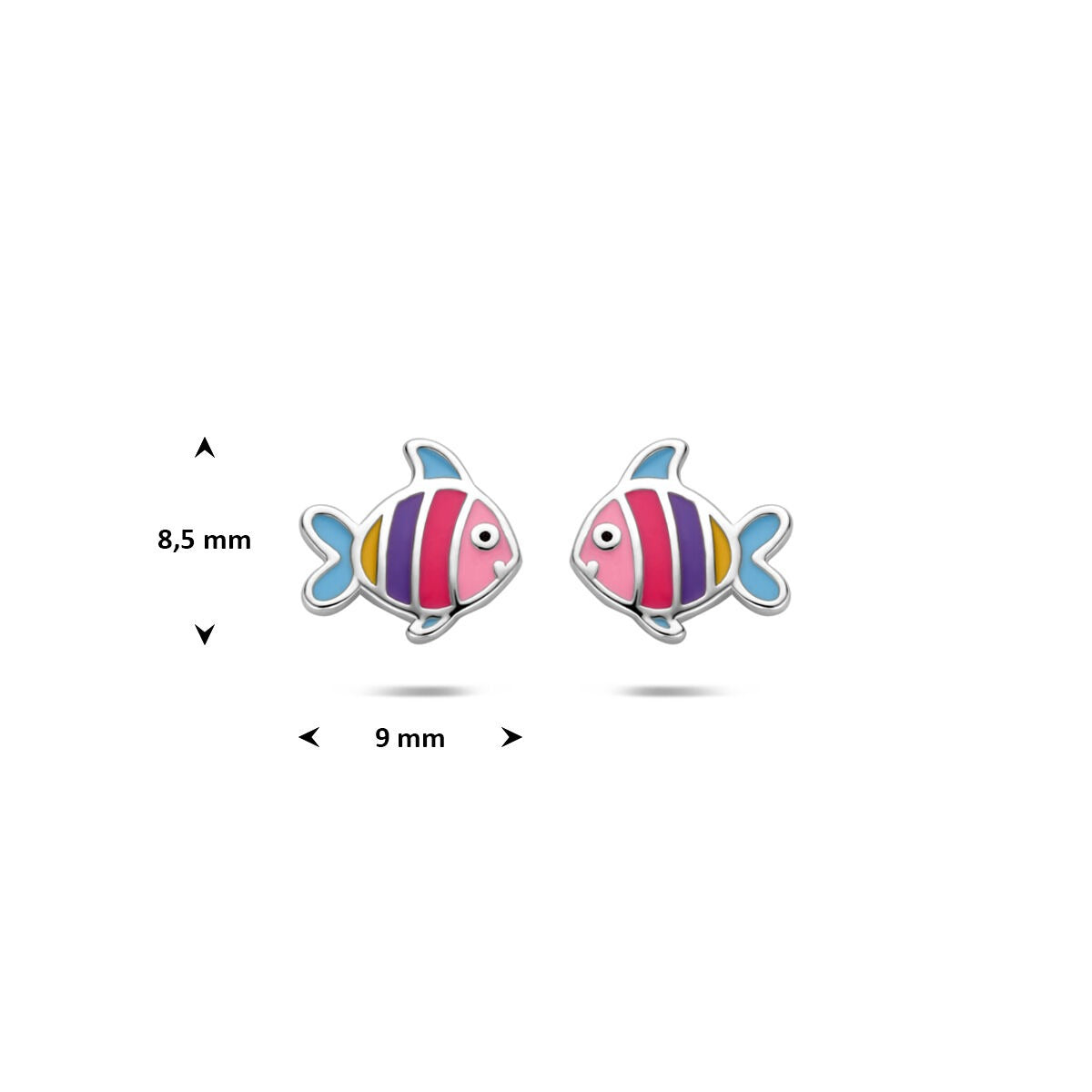 Puces d'oreilles pour enfant en argent 925 rhodié poisson avec émail