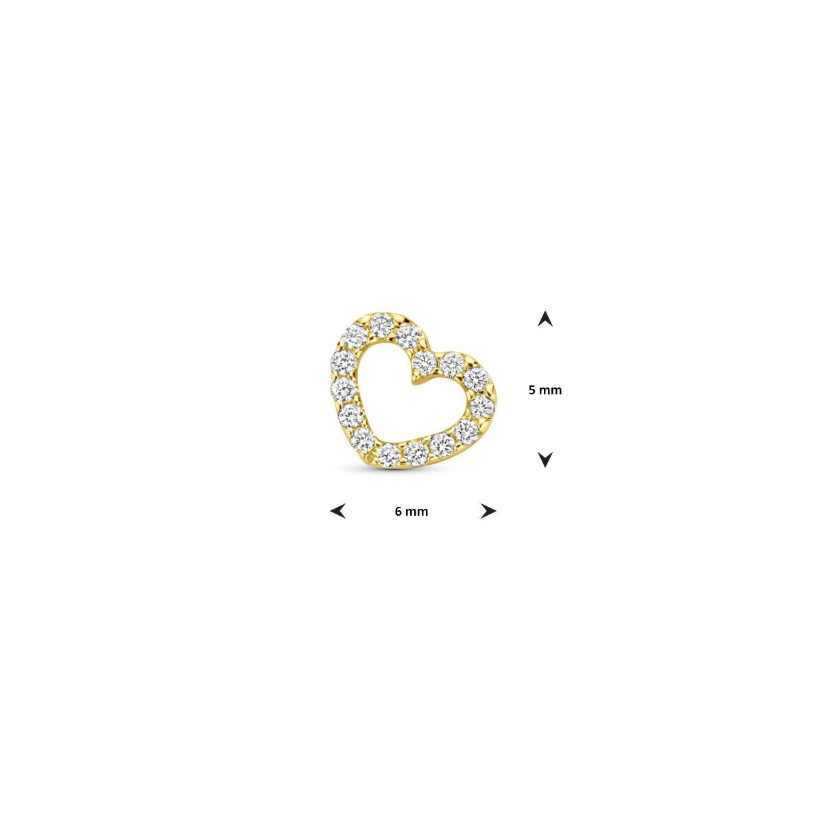 Pendentif en or jaune 14k en forme de cœur avec diamant