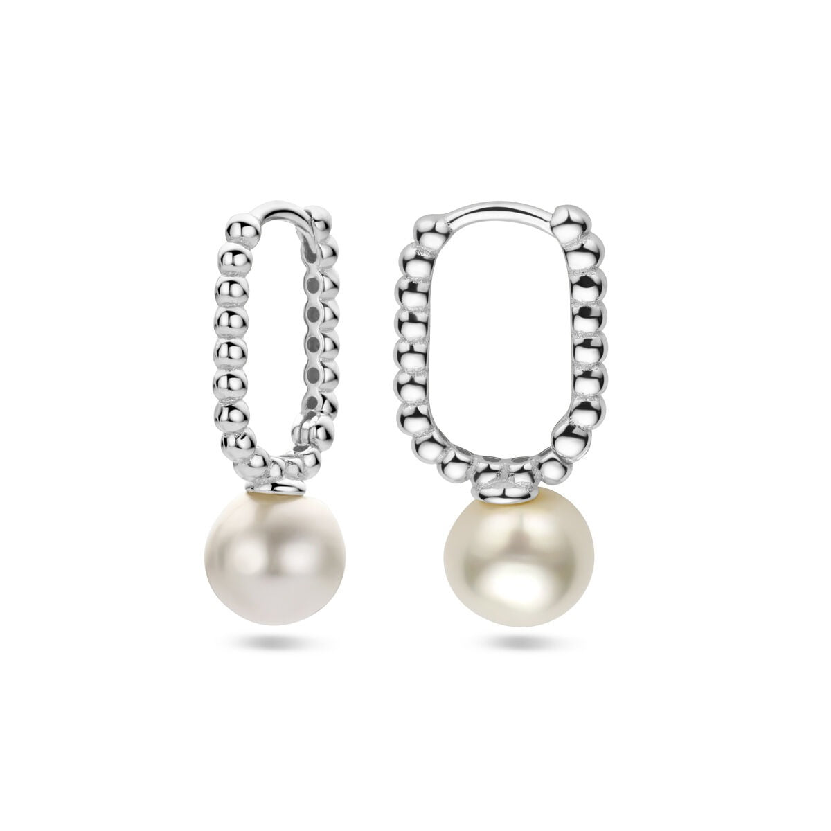 Boucles d'oreilles pour femme en argent avec perle synthétique – rhodiées 20 mm