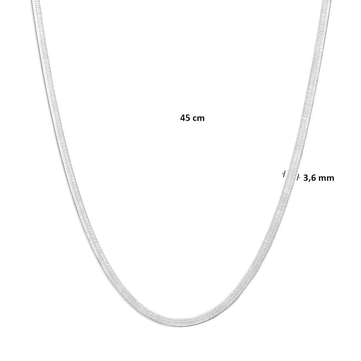 Gerhodineerd 925 zilveren slangcollier 3,6 mm