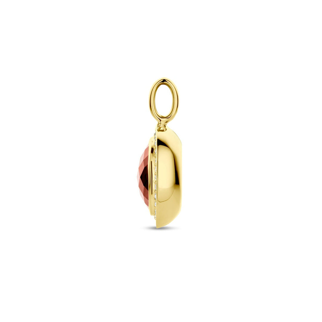 Gouden hanger – 14k met granaat en diamant